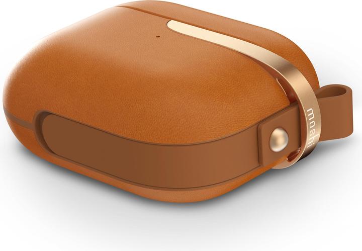 Productafbeelding Moshi Pebbo Luxe beschermhoes voor Airpods 3 - leer - karamelbruin (Koptelefoon tas)