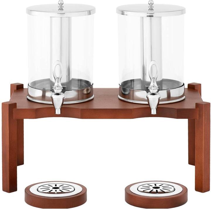 Produktbild Royal Catering Saftspender 2 x 7 L Saftdispenser Gastro Getränkespender Holzrahmen Zapfhahn