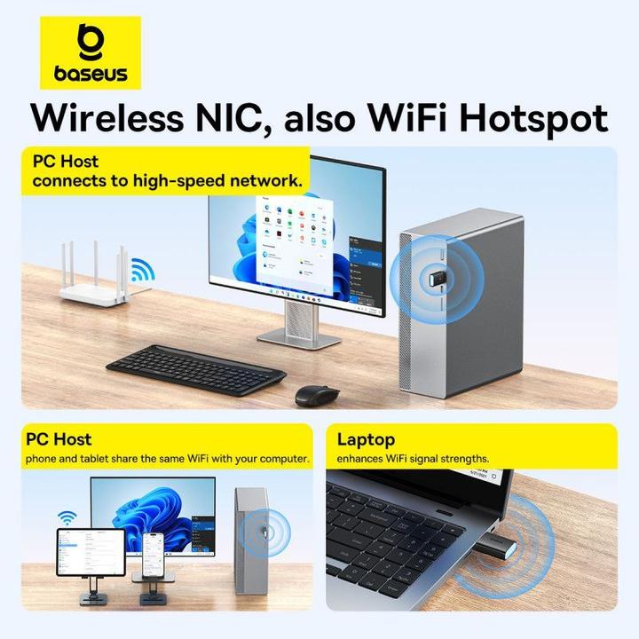 Produktbild Baseus BS-OH170 650 Mbit/s 5 GHz USB-Netzwerkkarte – Schwarz