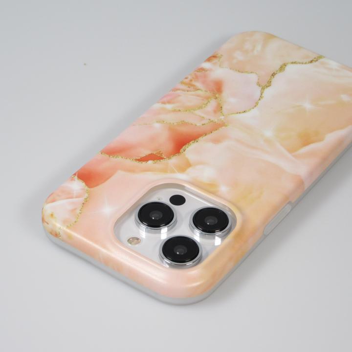 Image du produit PhoneLook Coque Silicone rigide mat avec effet marbre imprimé saumon (Apple iPhone 14 Pro)