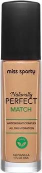 Actual product image Miss Sporty Naturally Perfect Match Vegan Moisturising Foundation 160 Vanilla 30Ml