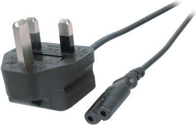 Actual product image EFB Elektronik EFB power cable UK BS1363A-C7 180°,black,1.8m,2x0.75mm (EK498.1,8) (1.80 m)