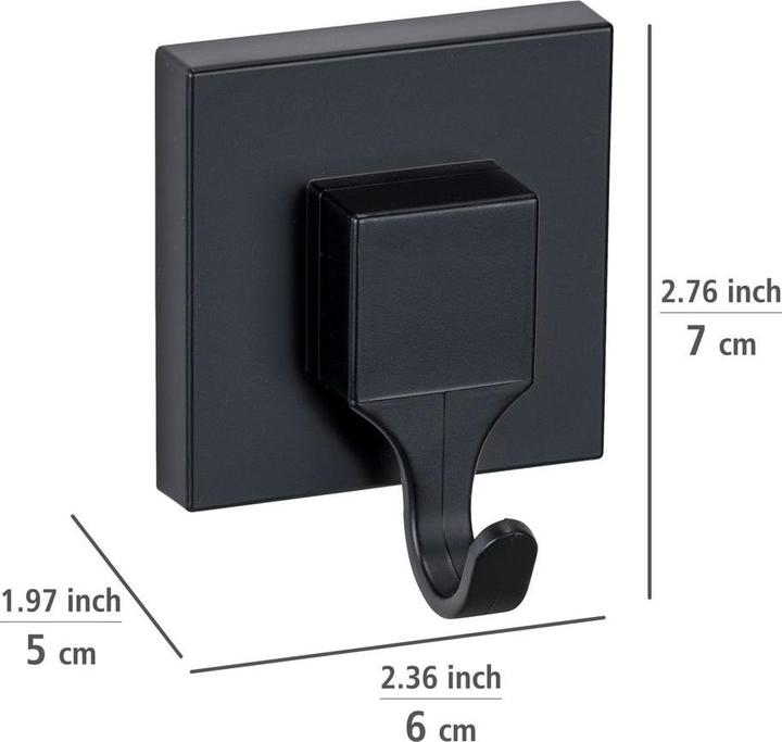 Produktbild Wenko Vacuum-Loc® Wandhaken Mod. Quadro Schwarz, 2er Set Befestigen ohne Bohren