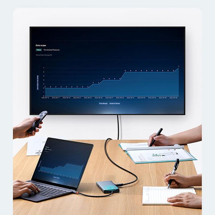 Produktbild Baseus HUB PortalJoy Series 13in1 USB-C - 2x HDMI / DP / VGA / USB-A 3.1 / USB-C 3.1 / USB-A 2.0 / P (USB-C, 13 Ports)