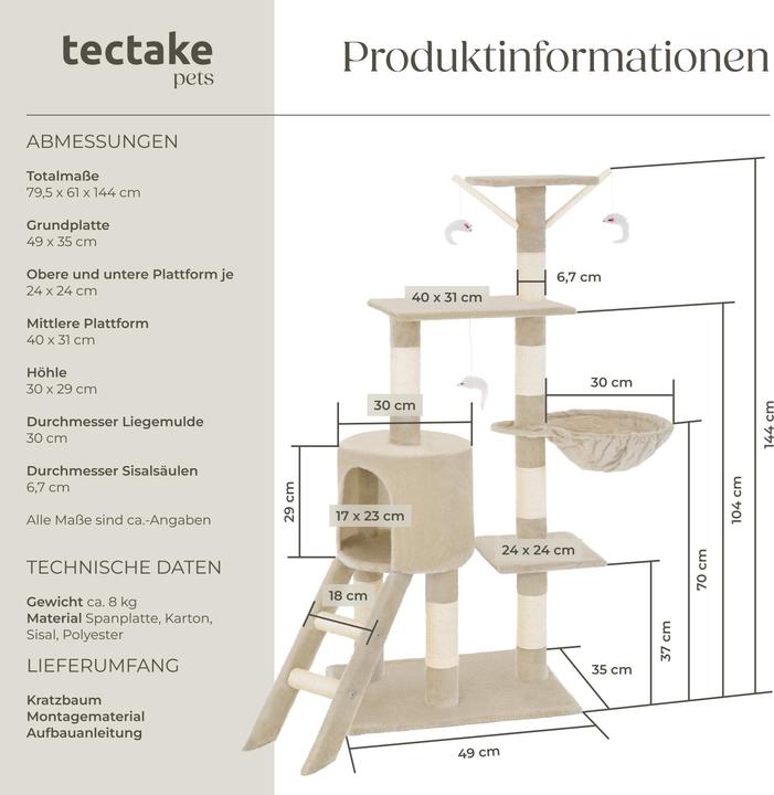Produktbild tectake Dominik (144 cm, Beige)