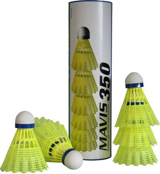Image du produit Yonex Mavis 350 Nylon jaune, bleu (1 boîte de 6 volants)