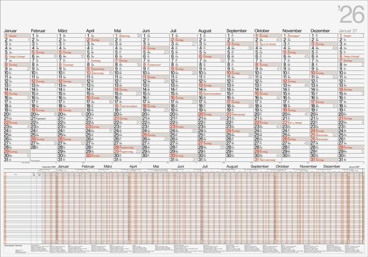 Image du produit rido/id 7033710006 | Plakatkalender Mod. Kombi 2026 | 980685 mm (Allemand)