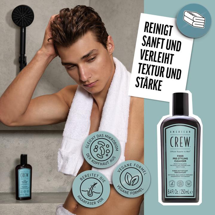 Produktbild American Crew Fiber Pre-Styling Cleanser, 250ml (250 ml, Flüssiges Shampoo)