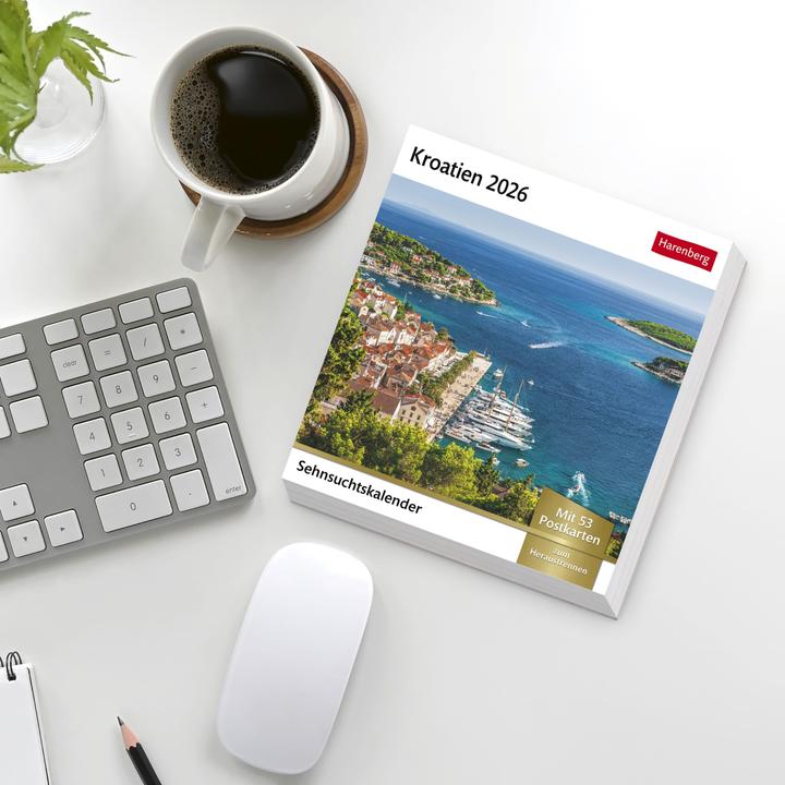 Produktbild Harenberg Kroatien Sehnsuchtskalender 2026 - Wochenkalender mit 53 Postkarten (Deutsch)