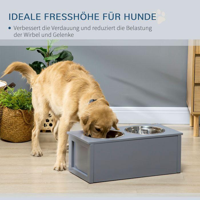 Produktbild Swisshandel24 Hundenapf mit Schublade, erhöhter Fressnapf, Doppel Hundenapf aus Edelstahl, Futternapf für mittelgr (2 l)