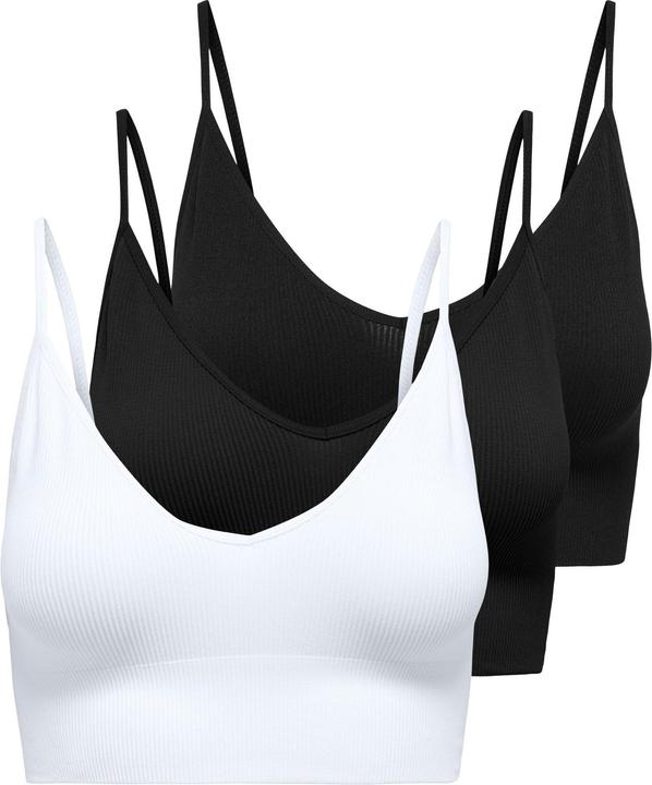 Only ONLVICKY rib 3-pack Top Schlafanzug Oberteil (Einzelpack, M, L)