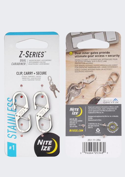Actual product image Nite Ize ZSeries 1 Edelstahl-Doppelkarabiner