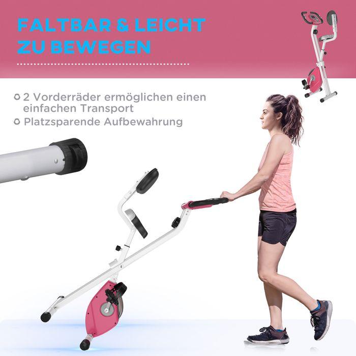 Produktbild Swisshandel24 Heimtrainer F-Bike, 8-stufiger Magnetwiderstand, Rosa-Weiss 43x97x109 cm