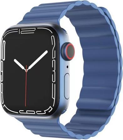 Produktbild Mutural Apple Watch 42/44/45mm - Silikonarmband mit Magnetschlaufe blau (42 mm, 44 mm, 45 mm, Silikon)
