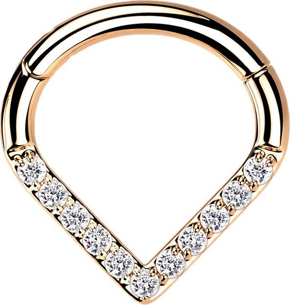 Immagine prodotto Star Piercing Anello a micro segmenti con angolo incernierato in oro rosa e cristalli d'argento (Titanio G23, senza ottone)