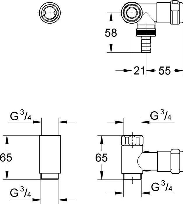 Produktbild Grohe WAS Ventil 3/4" Batt Anschluss rechts chr