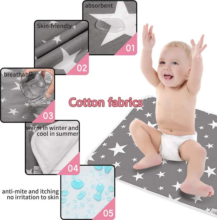 Produktbild Activity Board 2 Stück Wickelauflage, waschbare Wickelauflage für Babys und Kleinkinder (50 x 70 cm)
