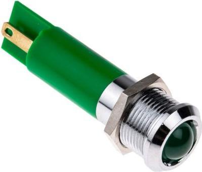 Actual product image Rs Pro 12mm green LED bright satin chr,24Vac/dc