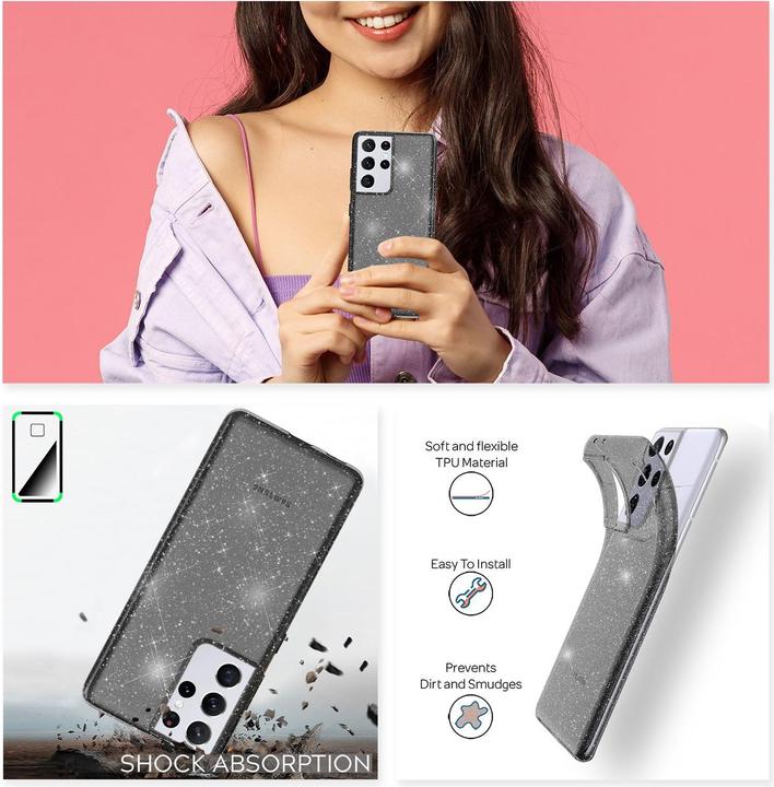 Actual product image Nalia Glitter mobile phone case (Samsung Galaxy S21 Ultra)