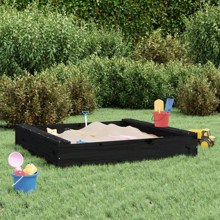 Actual product image VidaXL Sandkasten mit Sitzen Schwarz Quadratisch Massivholz