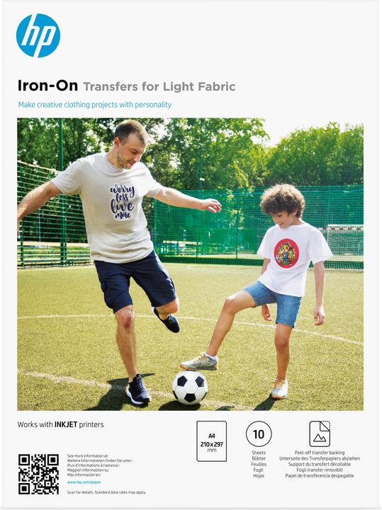 HP Iron-On Transfers for Light Fabric A4 (210 x 297 mm) 10 sheets (200 g/m², 210 x 297 mm, 10 x)