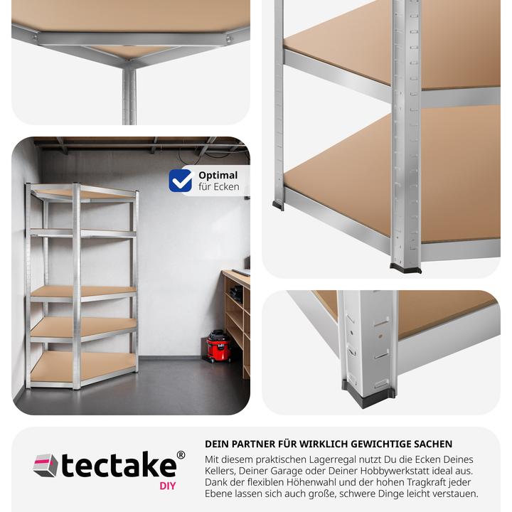Actual product image tectake Garage shelving unit corner shelf, heavy-duty Manfred
