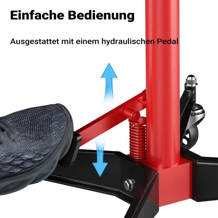 Produktbild Wiltec Getriebeheber mobil hydraulisch 500kg 110-195cm Rollen Aufnahmekralle Lkw