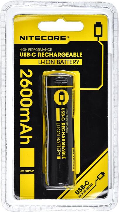 Actual product image Nitecore 18650 USB Akku 2600mAh NL1826r