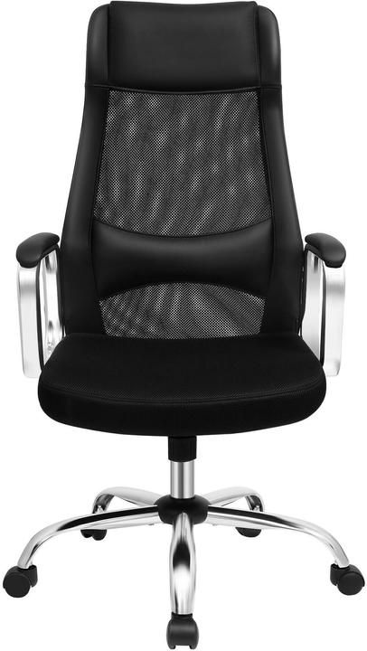 Image du produit Songmics Chaise de bureau, OBN33BK similicuir noir, piétement chromé
