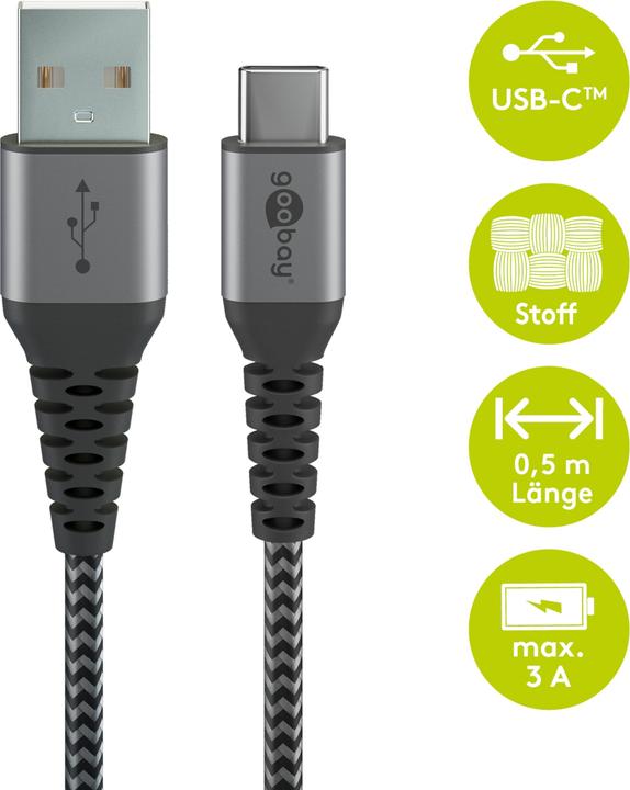 Produktbild Goobay USB A — USB C (0.50 m, USB 2.0, 60 W)