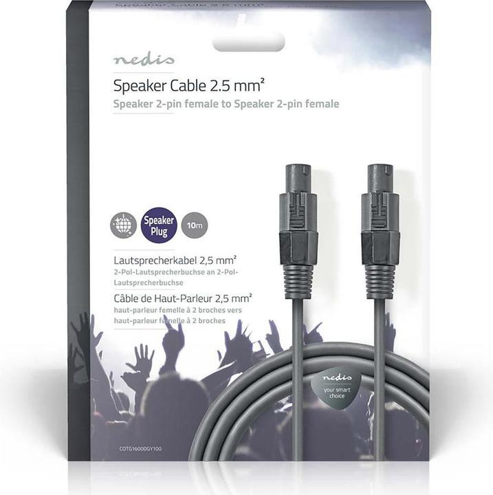 Actual product image Nedis Loudspeaker cable 48 x 0.20 mm copper 10.0 m round PVC dark grey cardboard packaging (10 m, 0.20 mm²)