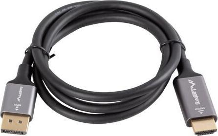 Produktbild Lanberg Displayport(M)-HDMI(M) Kabel 1M 4K Schwarz und Silber (Kabeldurchlass, 100 cm)