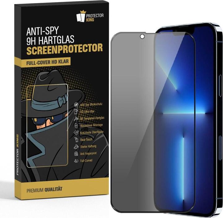 Protectorking 2x Echtes Tempered 9H Panzerhartglas Blickschutz (2 Stück, Apple iPhone 13 Pro)
