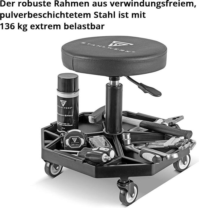 Produktbild Stahlwerk Werkstatthocker WRH-136 ST bis 136 kg belastbar höhenverstellbar (136 kg)