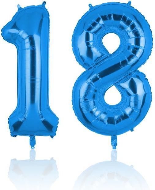 Produktbild Hermex Folienballon Zahl 18 Zahlenballon Luftballon Heliumballon Blau 81cm (1 x)