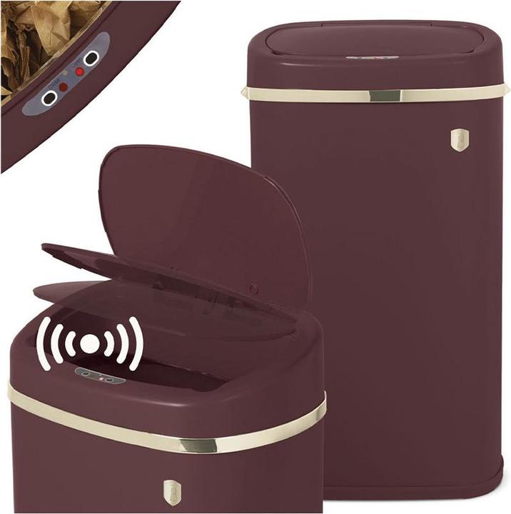 Produktbild BerlingerHaus Design Abfalleimer aus Metall, mit Sensor, 58l, bordeaux (58 l)