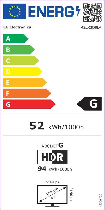 Energy Label LG 42LX3Q9LA 107cm 42" 4K OLED Flex Gaming Smart TV (42", OLED, 4K, 2022)