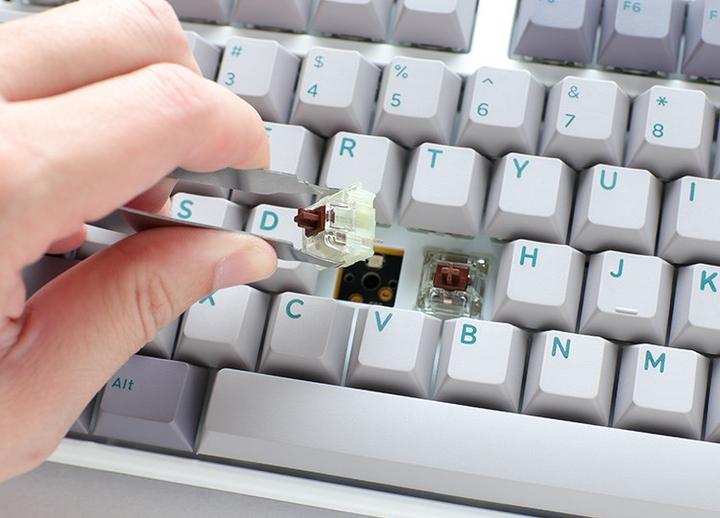 Actual product image Ducky One 3 Mist Grey TKL Gaming Keyboard, RGB LED - MX-Speed-Silver (US) (US, Cable)