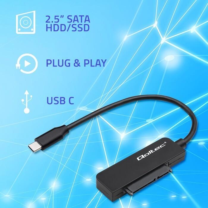 Actual product image Qoltec SATA adapter for 2.5" SSD HDD, USB C, 2TB