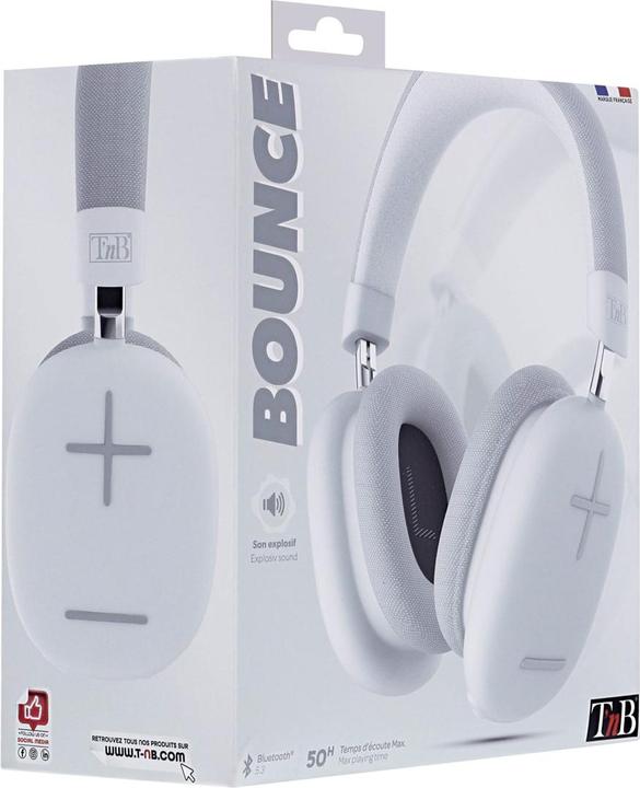 Image du produit T'nB Casque Micro Bluetooth Bounce (Blanc) (ANC, 50 h, Filaire)