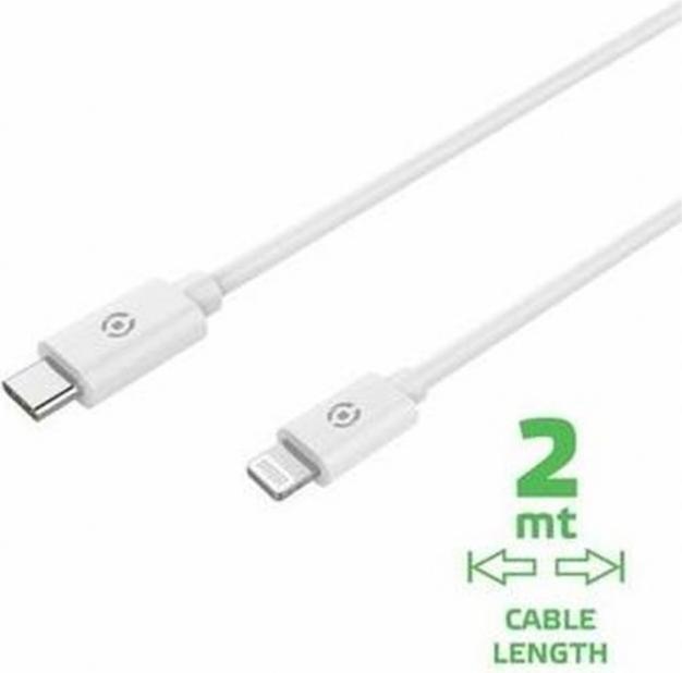 Celly Lightning to UBS-C white 2m (2 m, USB 3.2 Gen 1)