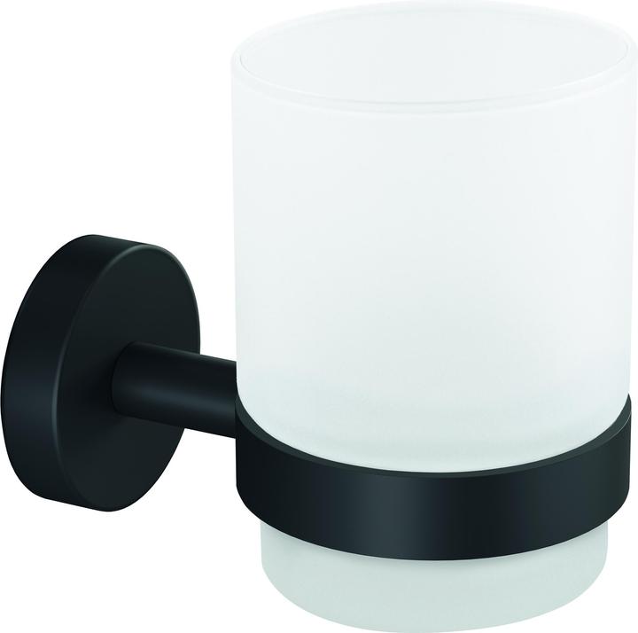 MOON BLACK Gobelet à dents avec solution adhésive sans perçage (9 x 13.5 x 18 cm)