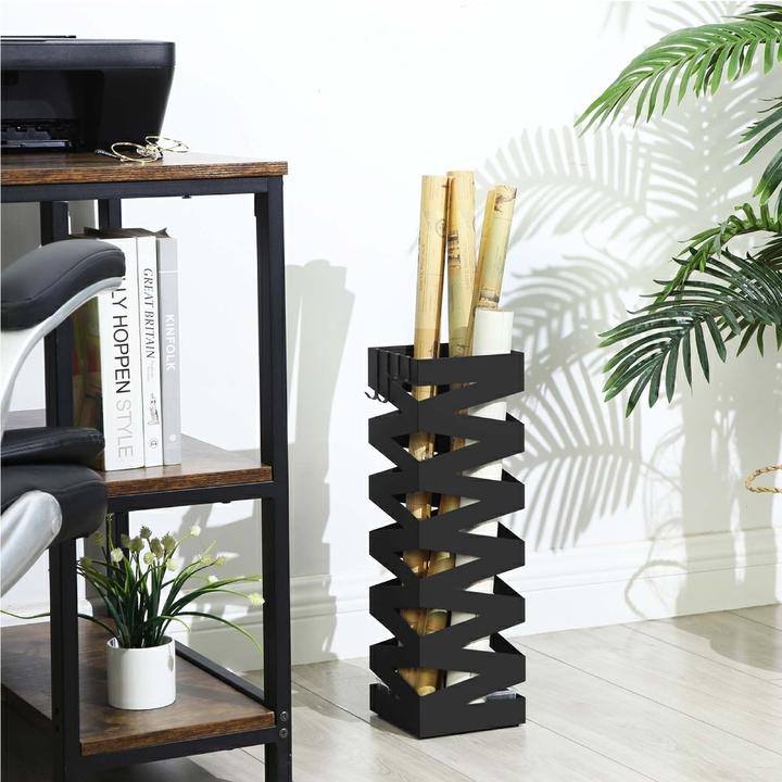 Produktbild Songmics Schirmständer quadratisch Schwarz Stahl, Polypropylen (PP) - Schwarz (15 x 49 x 15 cm)