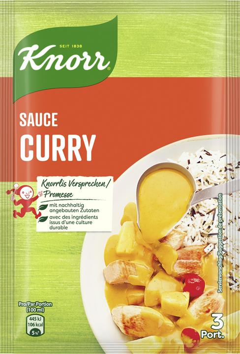 Knorr Sauce curry en sachet, idéale pour les plats de riz, note de curry douce, classique indien asiatique (33 g)