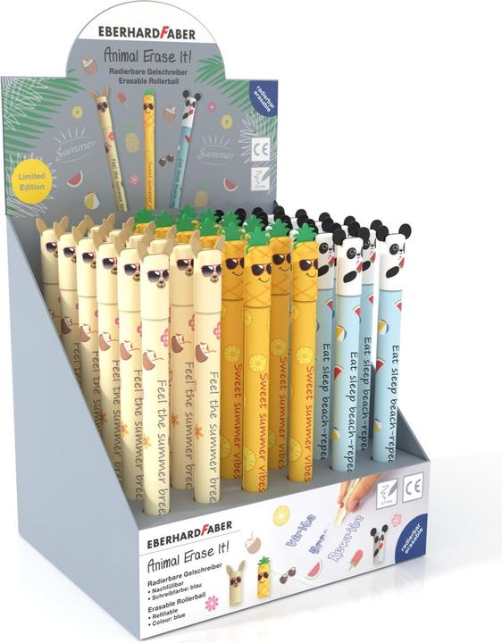 Actual product image EberhardFaber Roller Gel Animal Erase it! Limited Edition (Sorted, Blue, 36 x)