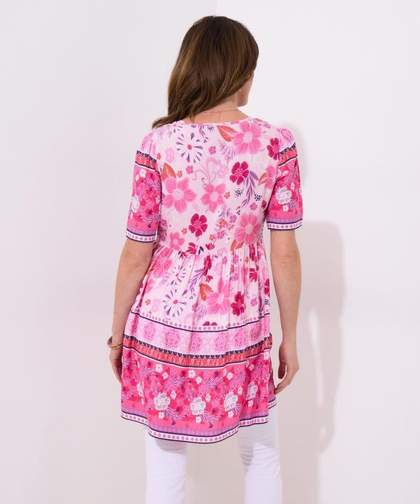 Actual product image Joe Browns Floral Contrast Border Print Short Sleeve Relaxed Tunic