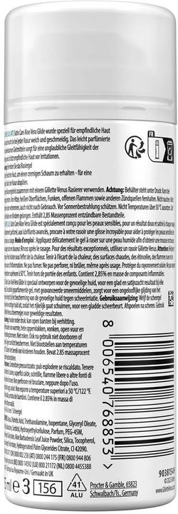Voedingswaarden en ingrediënten Gillette Satin Care Sensitiv (75 ml, Scheergel)