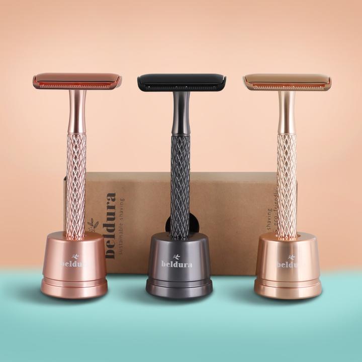 Actual product image Beldura Matte Black Straight Razor with Stand