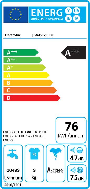 Energie-Label Electrolux Wasl2e300 (9 kg, Links)