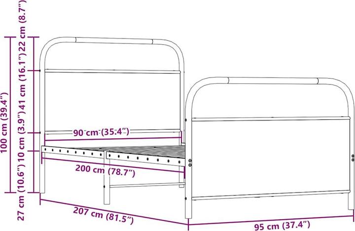 Actual product image VidaXL Bed without mattress (137 x 190 cm)